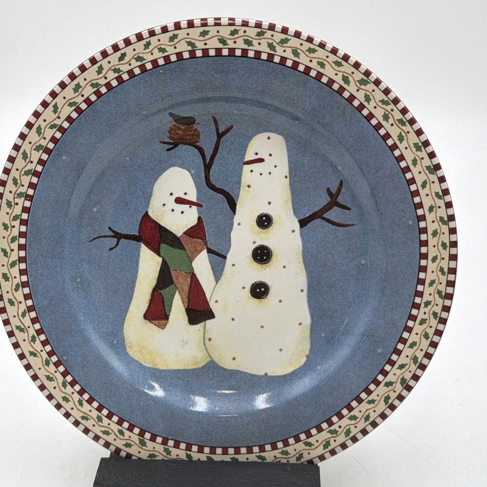 Vintage Sakura Debbie Mumm Snowman Dessert Plate Christmas 8" One Plate Only